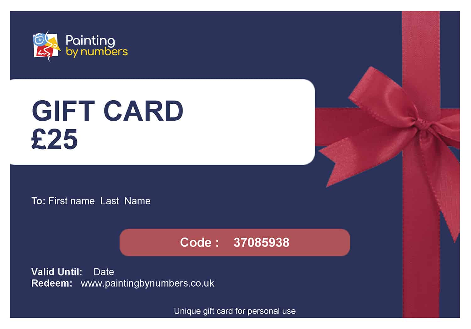 Painting by Numbers GIFT CARD £25