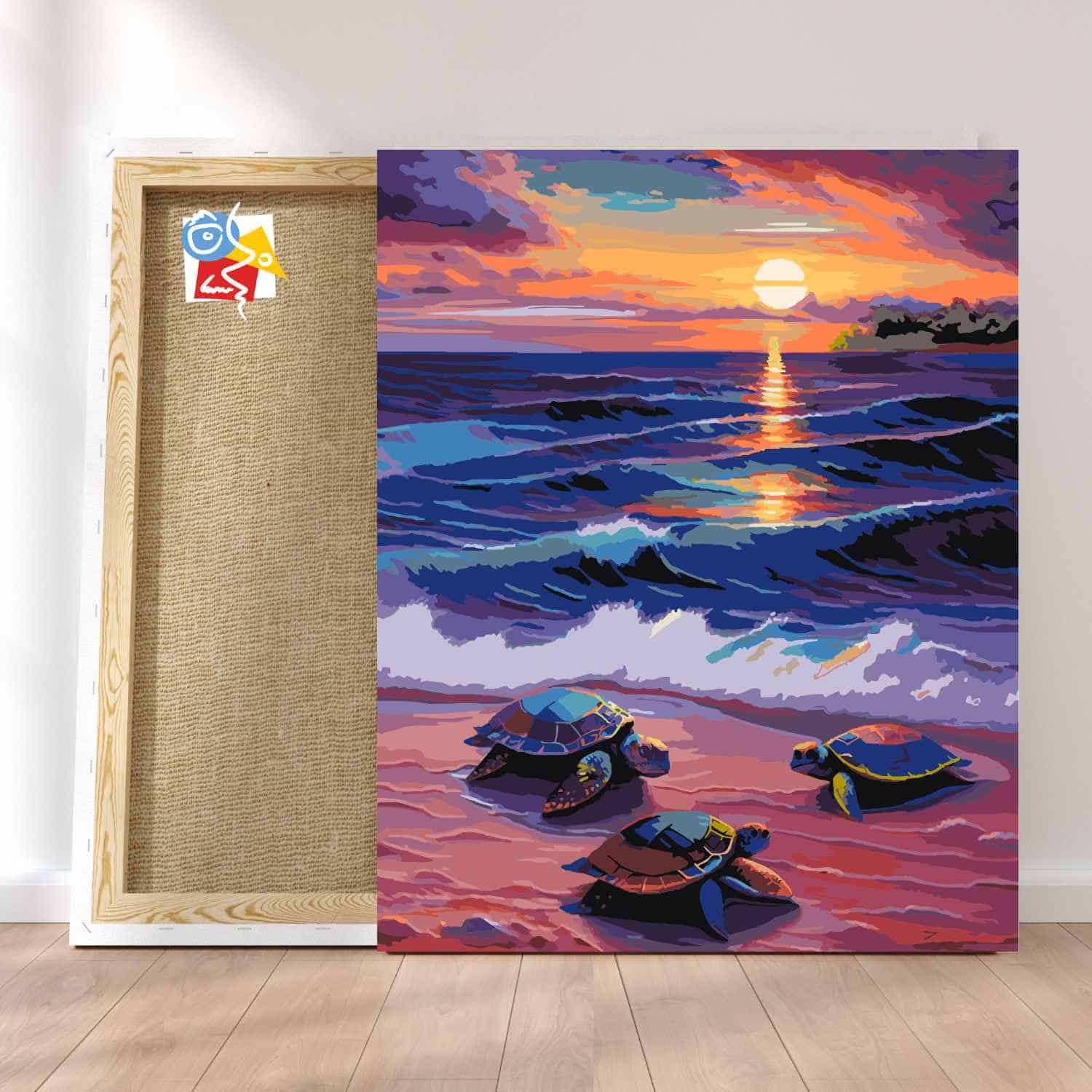 Painting by numbers beach turtles