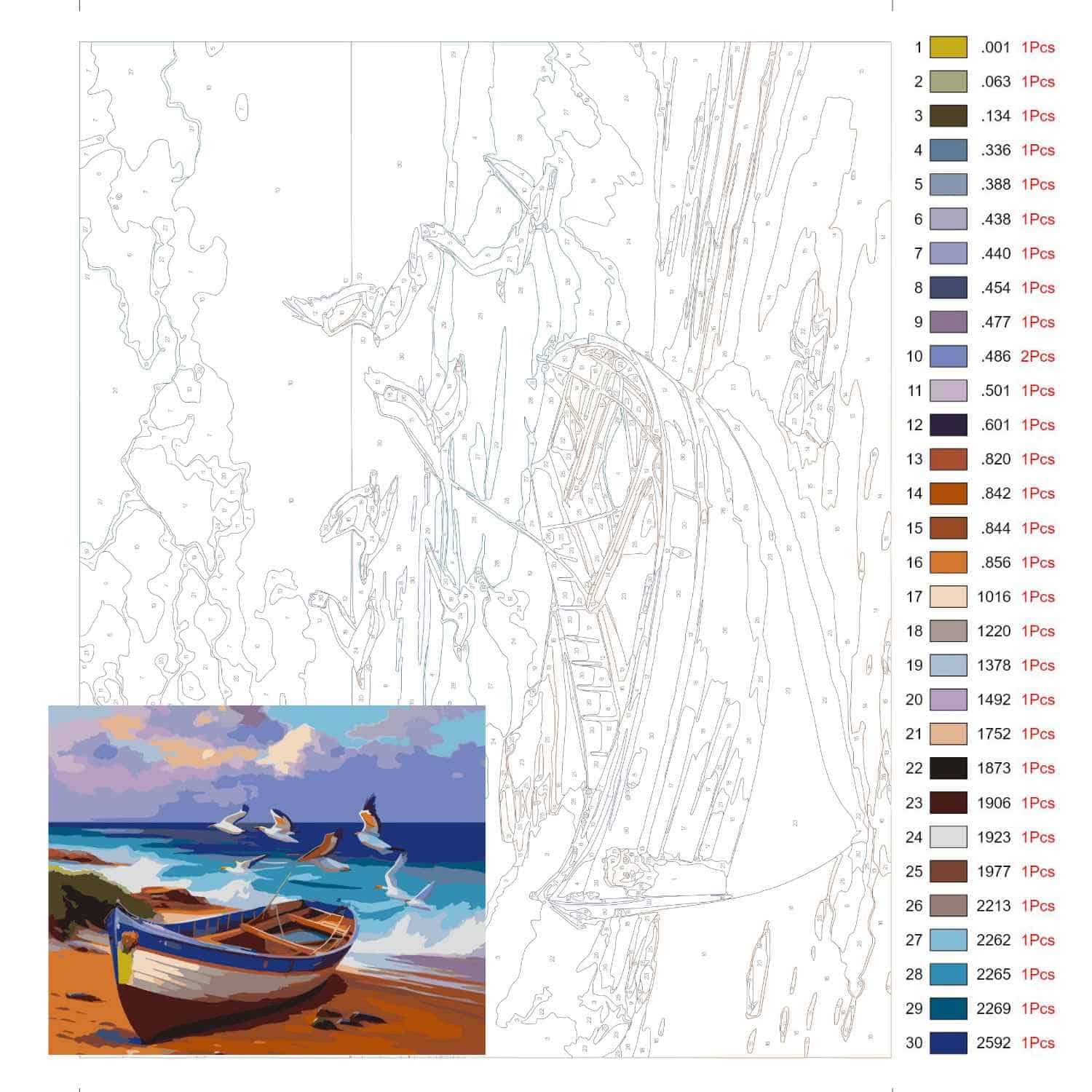 Painting by Numbers Boat On The Beach