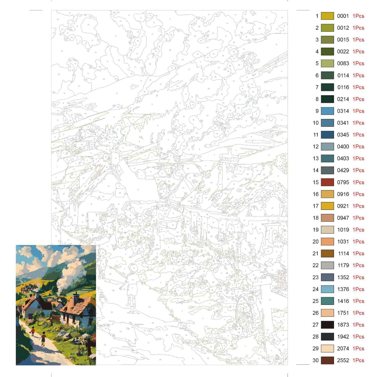 Painting By Numbers - Children Playing In The Village