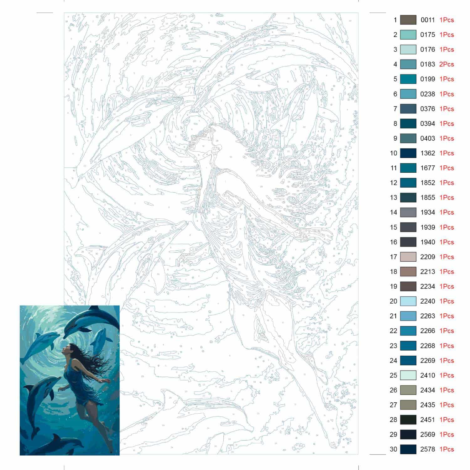 Painting By Numbers Set - Dancing with Dolphins