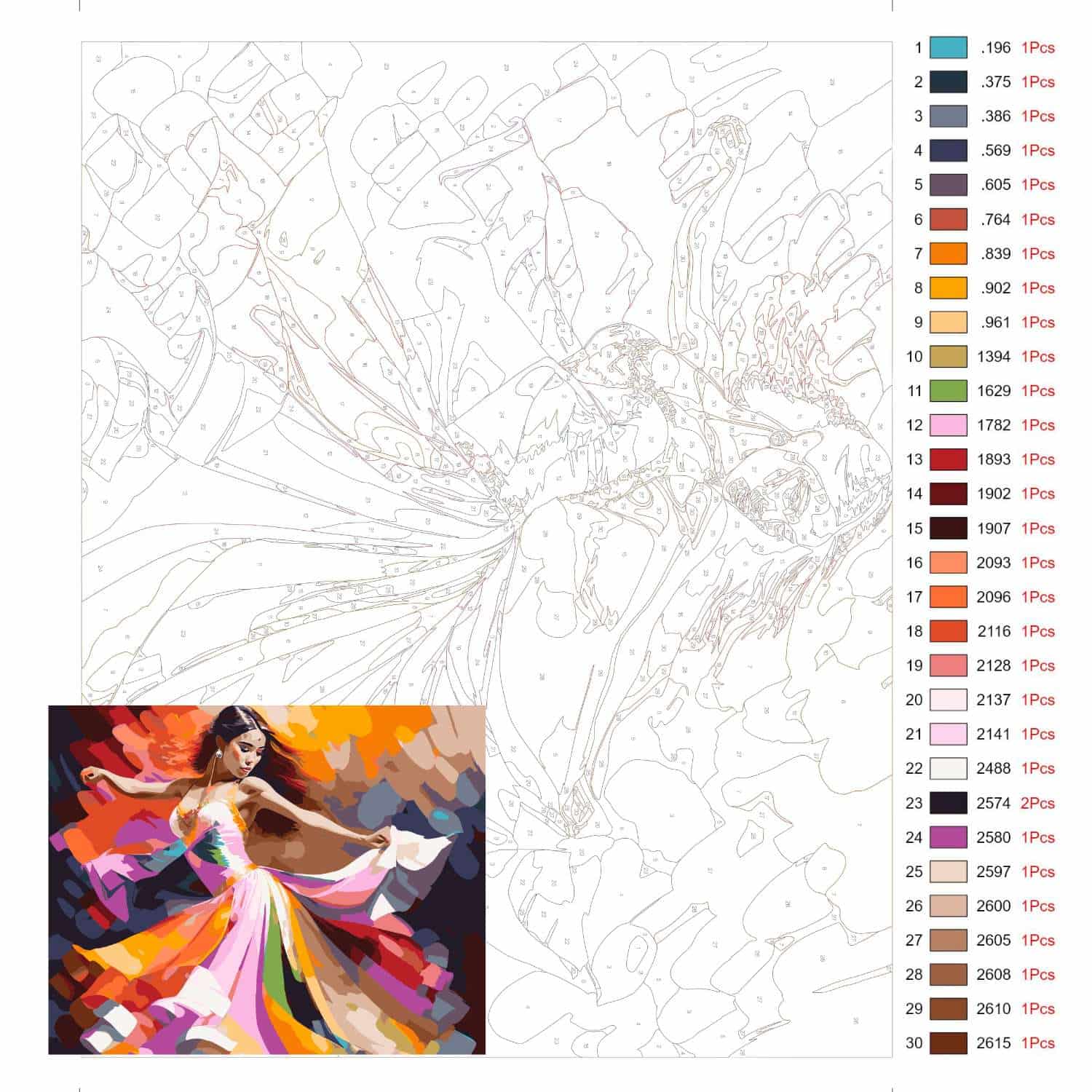 Painting by Numbers Dancer In Color