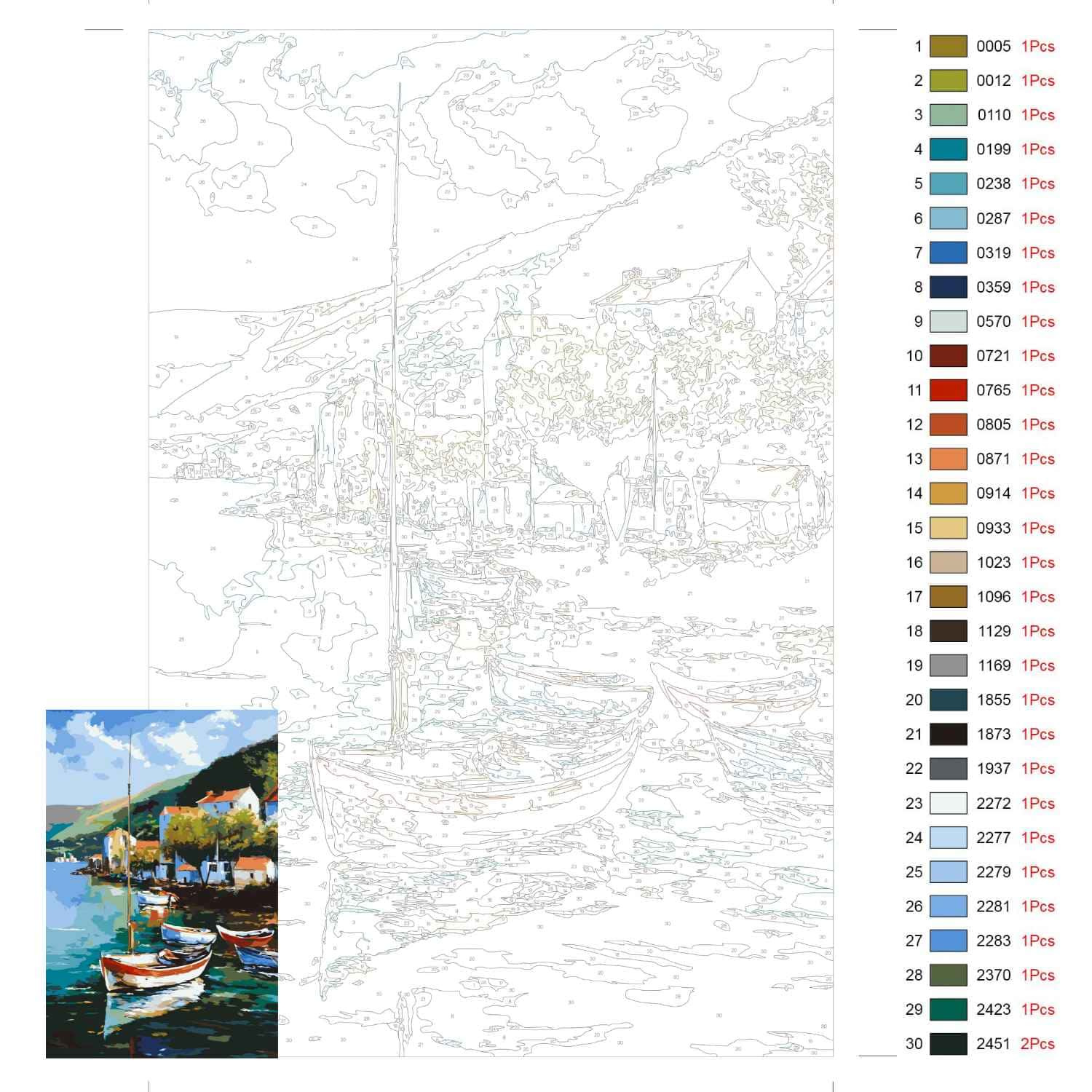 Painting By Numbers Quiet Waterside Town