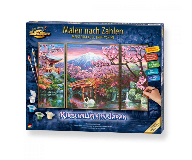 Painting By Numbers Schipper - Cherry Blooming In Japan, Triptych