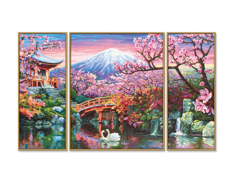 Painting By Numbers Schipper - Cherry Blooming In Japan, Triptych