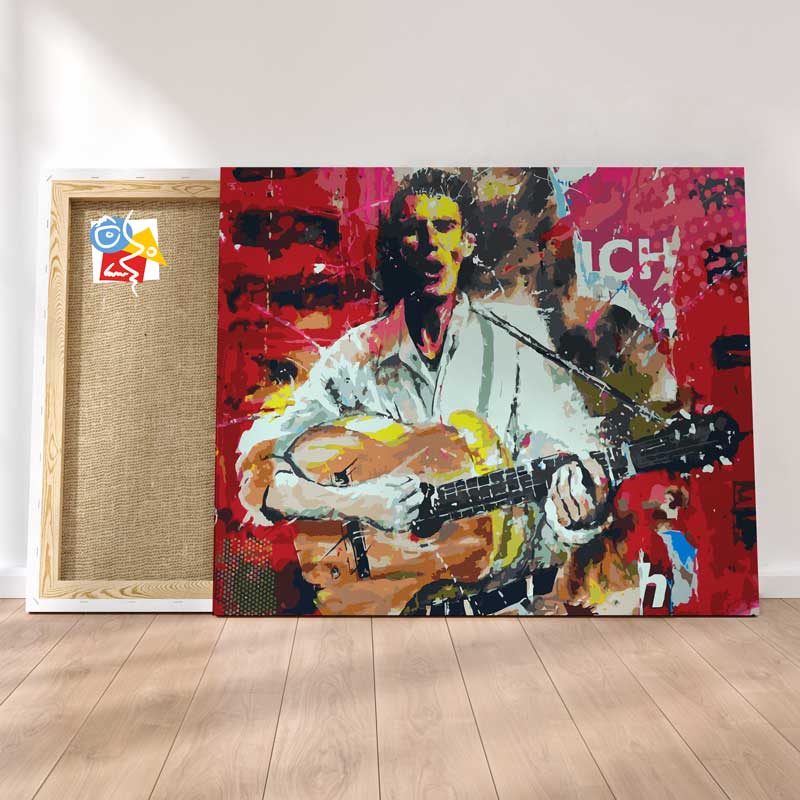 GUITARIST ON RED BACKGROUND